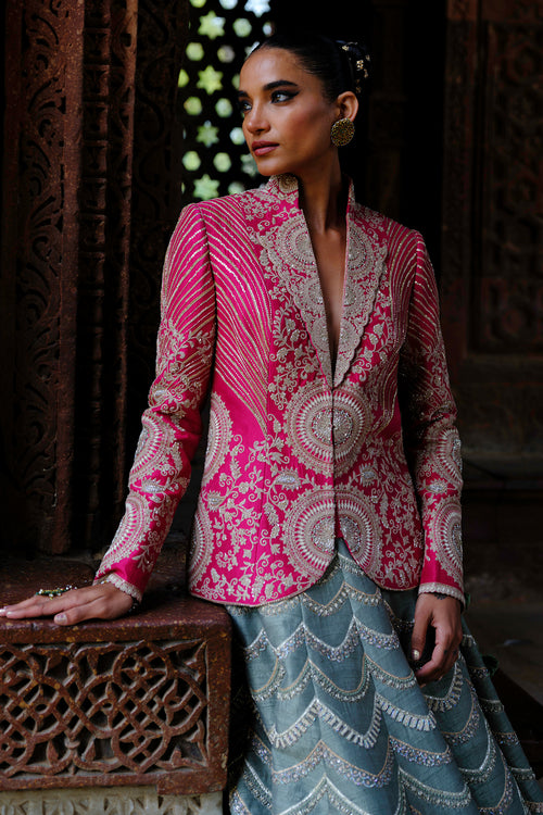 Jewel Mint Green Lehenga with Jacket Set
