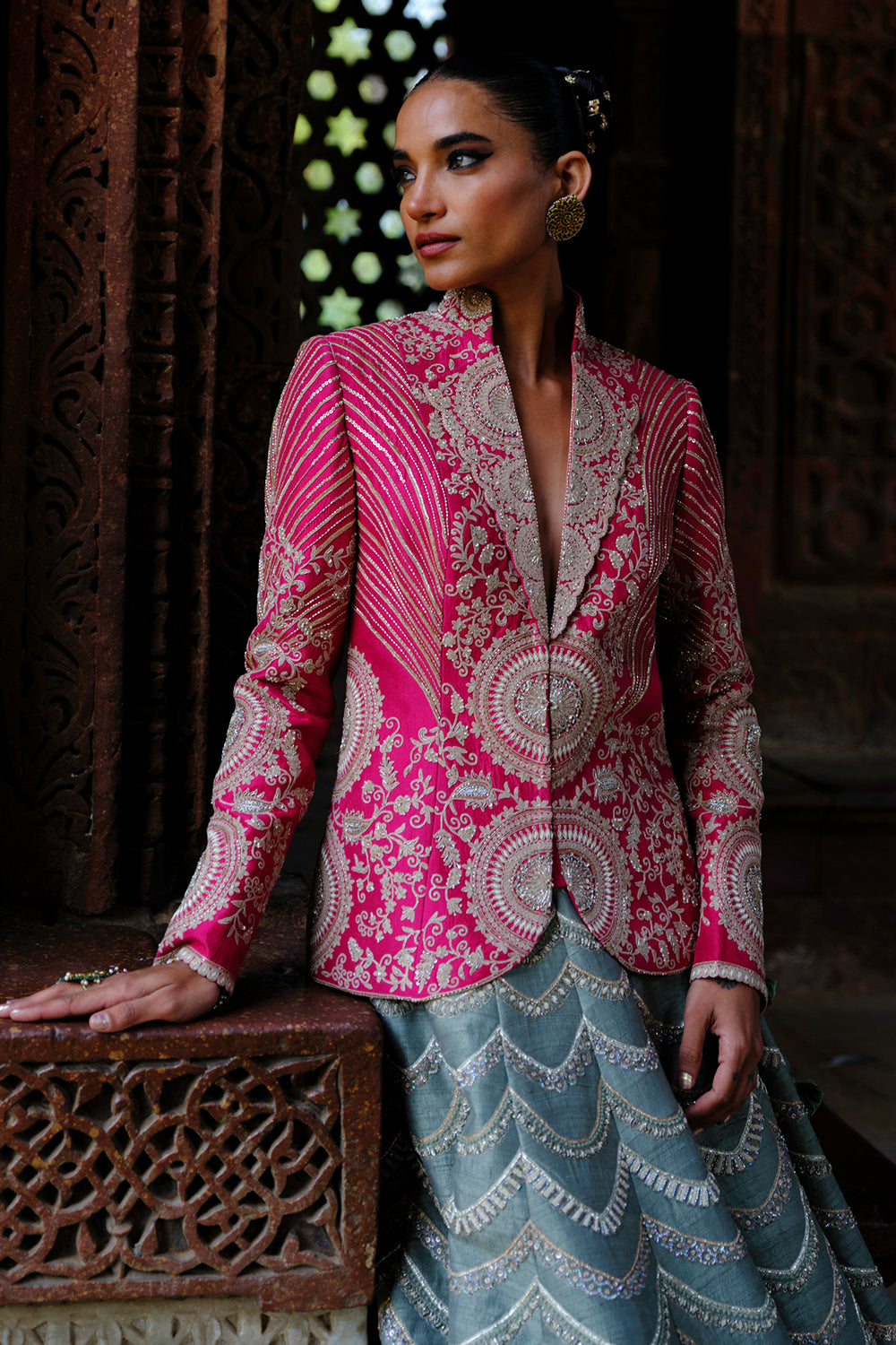 Jewel Mint Green Lehenga with Jacket Set