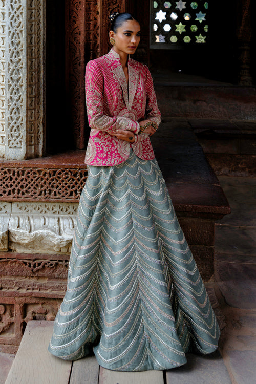 Jewel Mint Green Lehenga with Jacket Set