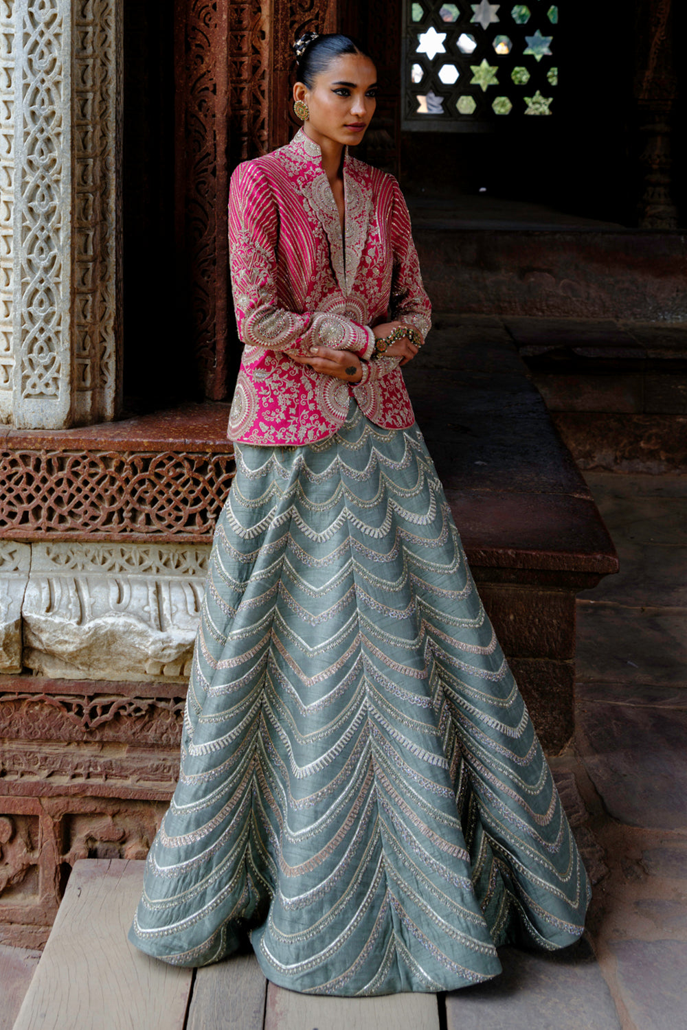 Jewel Mint Green Lehenga with Jacket Set