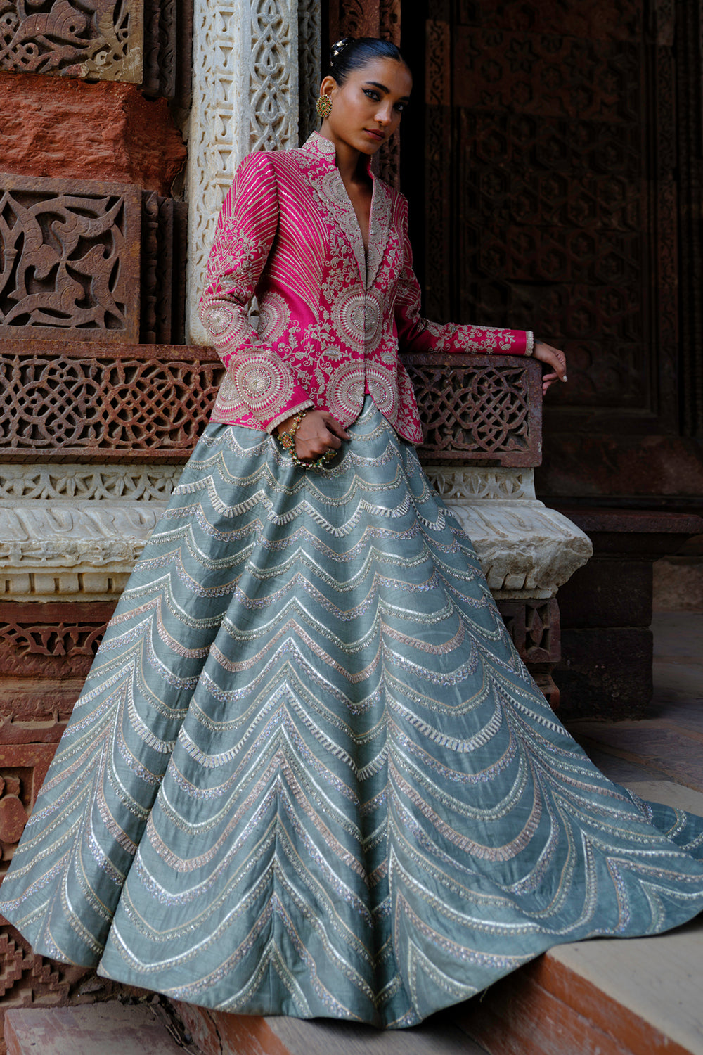Jewel Mint Green Lehenga with Jacket Set