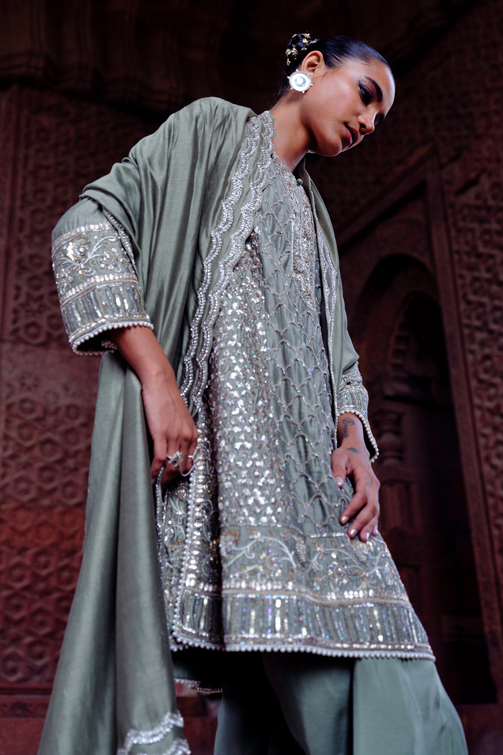 Aira Mint Green Tunic With Dhoti and Dupatta