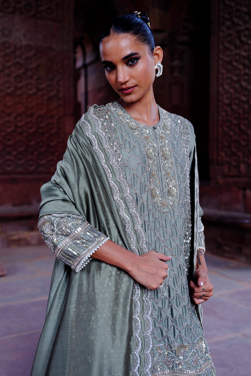 Aira Mint Green Tunic With Dhoti and Dupatta