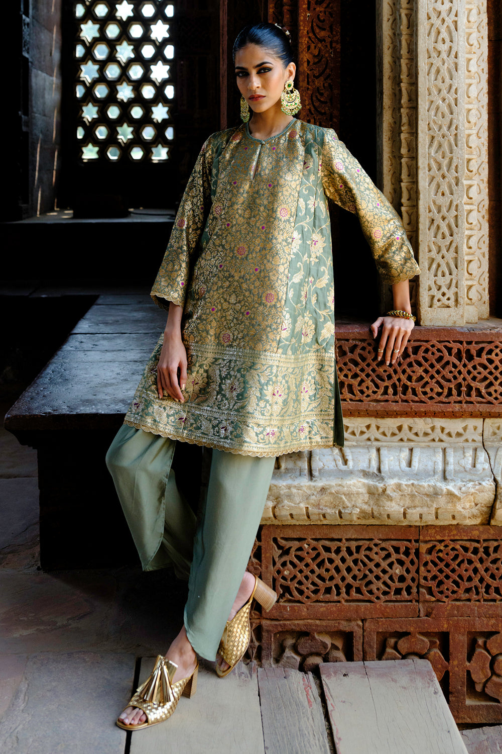 Ayesha Mint Green Kurta With Dhoti