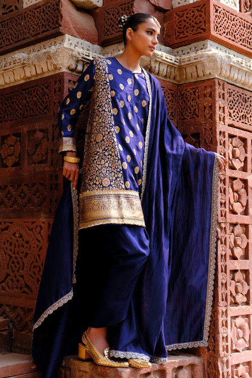 Ayesha Purple Kurta With Dhoti & Dupatta
