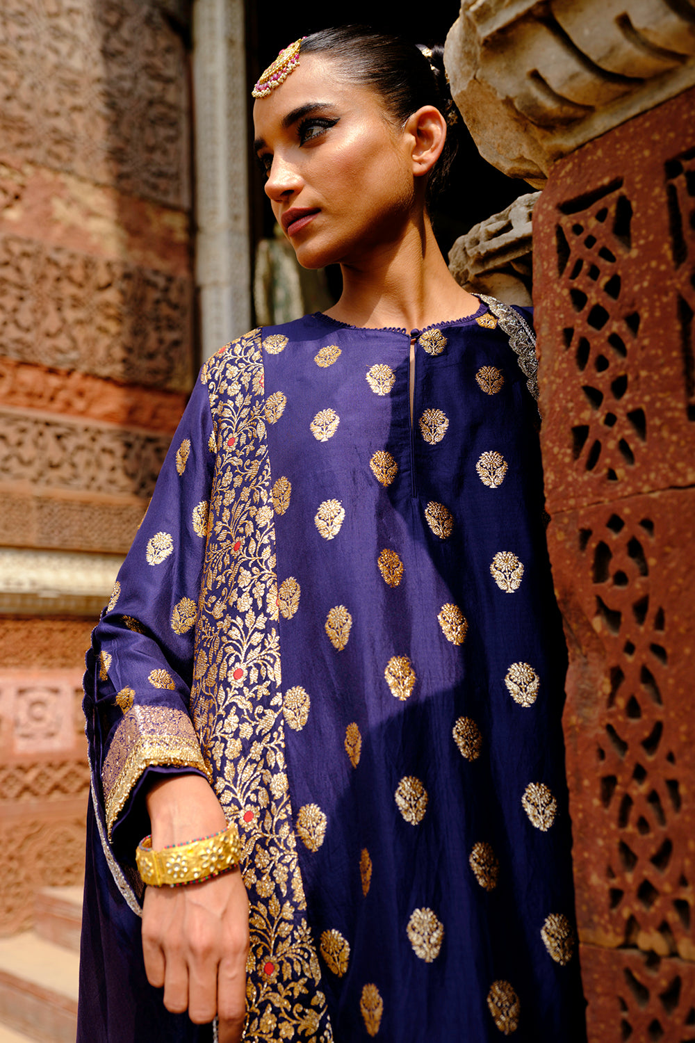Ayesha Purple Kurta With Dhoti & Dupatta