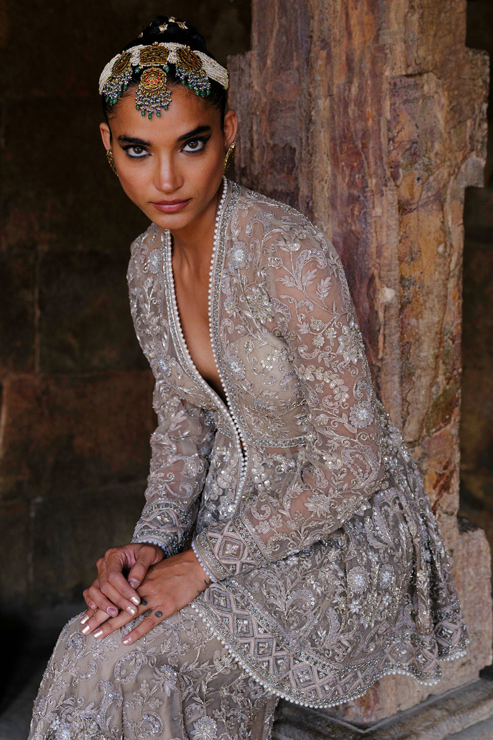Alana Golden Beige Peplum With Sharara