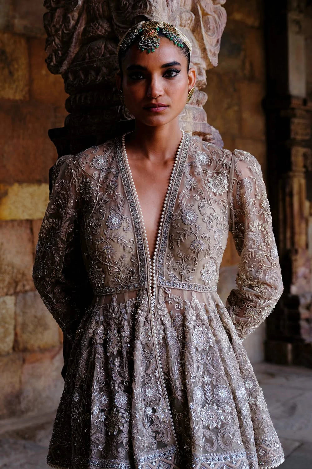 Alana Golden Beige Peplum With Sharara M