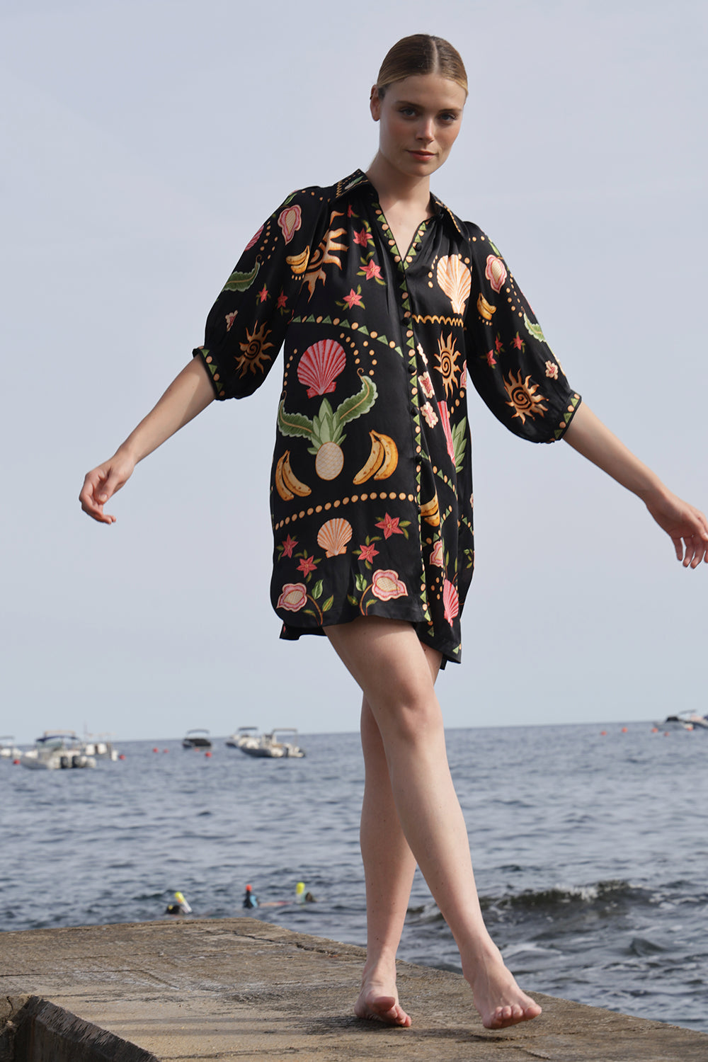 Rosa Seashell Black Mini Dress