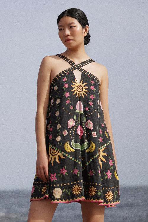 Aida Seashell Black Mini Dress