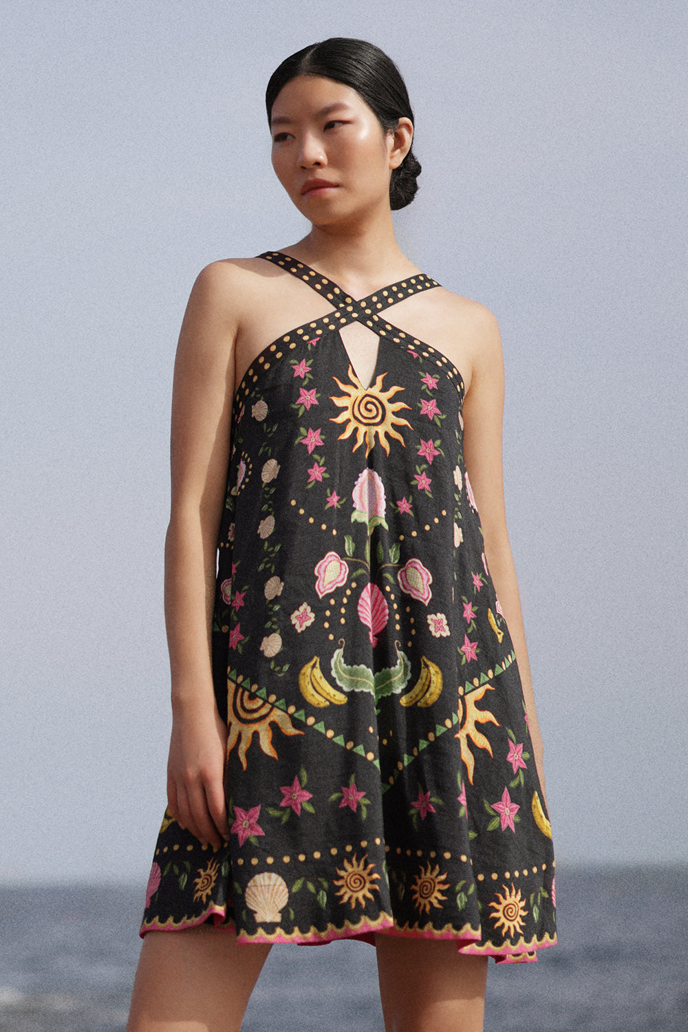 Aida Seashell Black Mini Dress