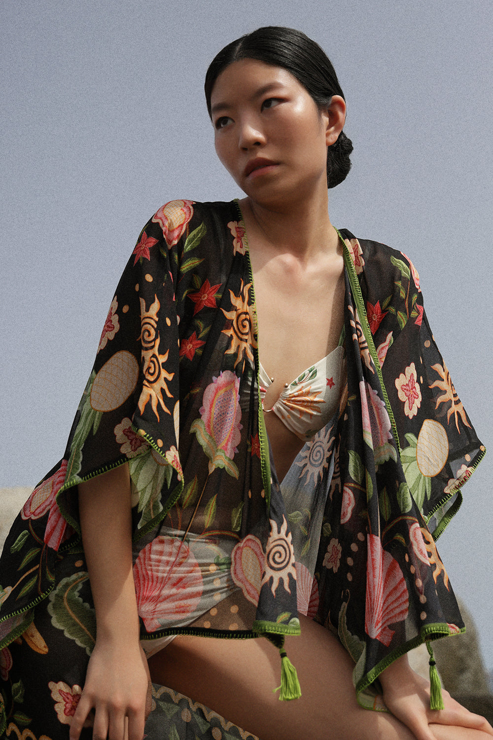Seashell Black Long June Coverup