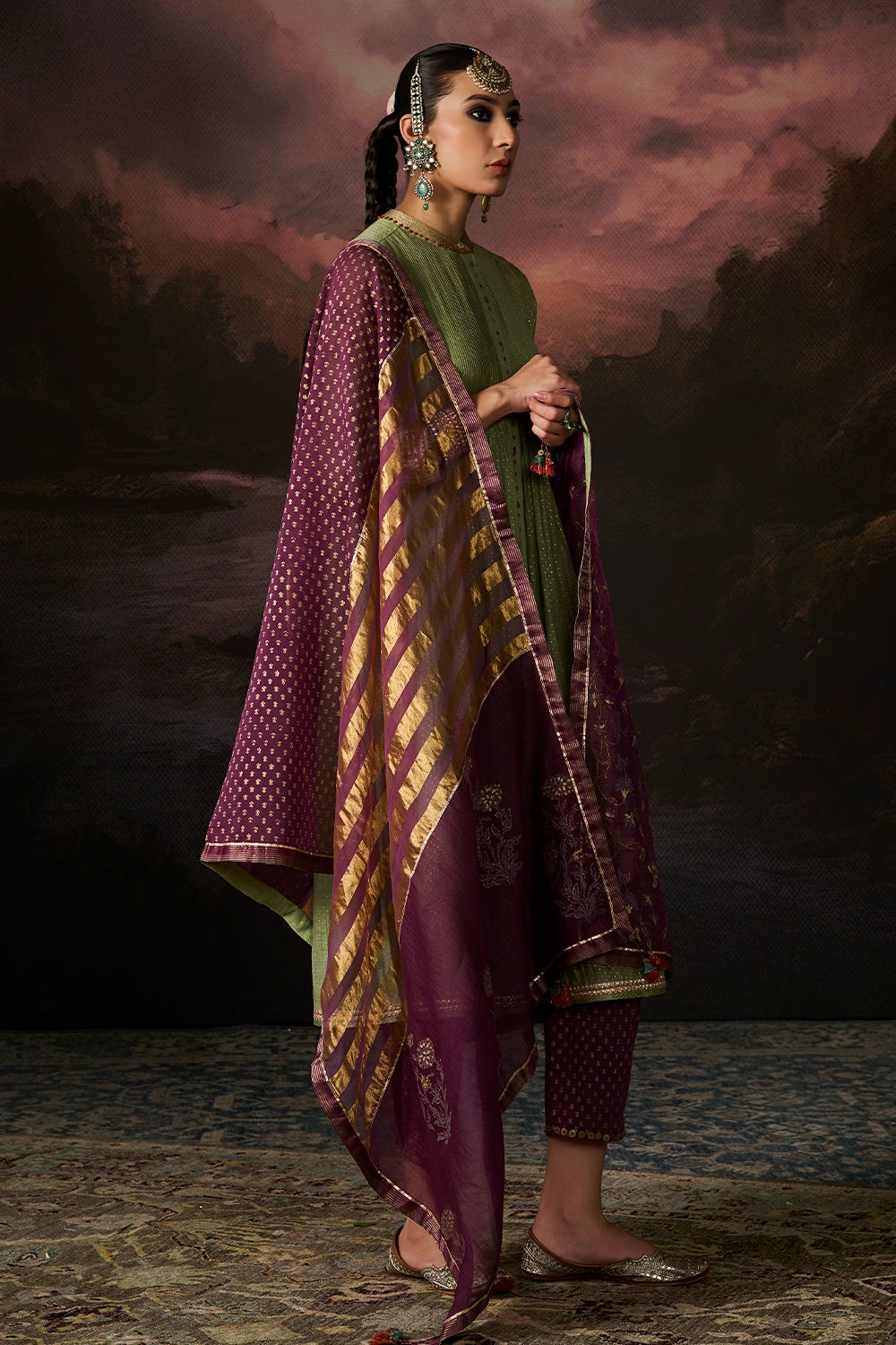 Nina Green Purple Kurta Set