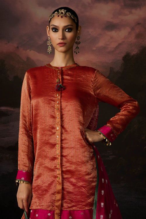 Rehana Rust And Rani Pink Tunic