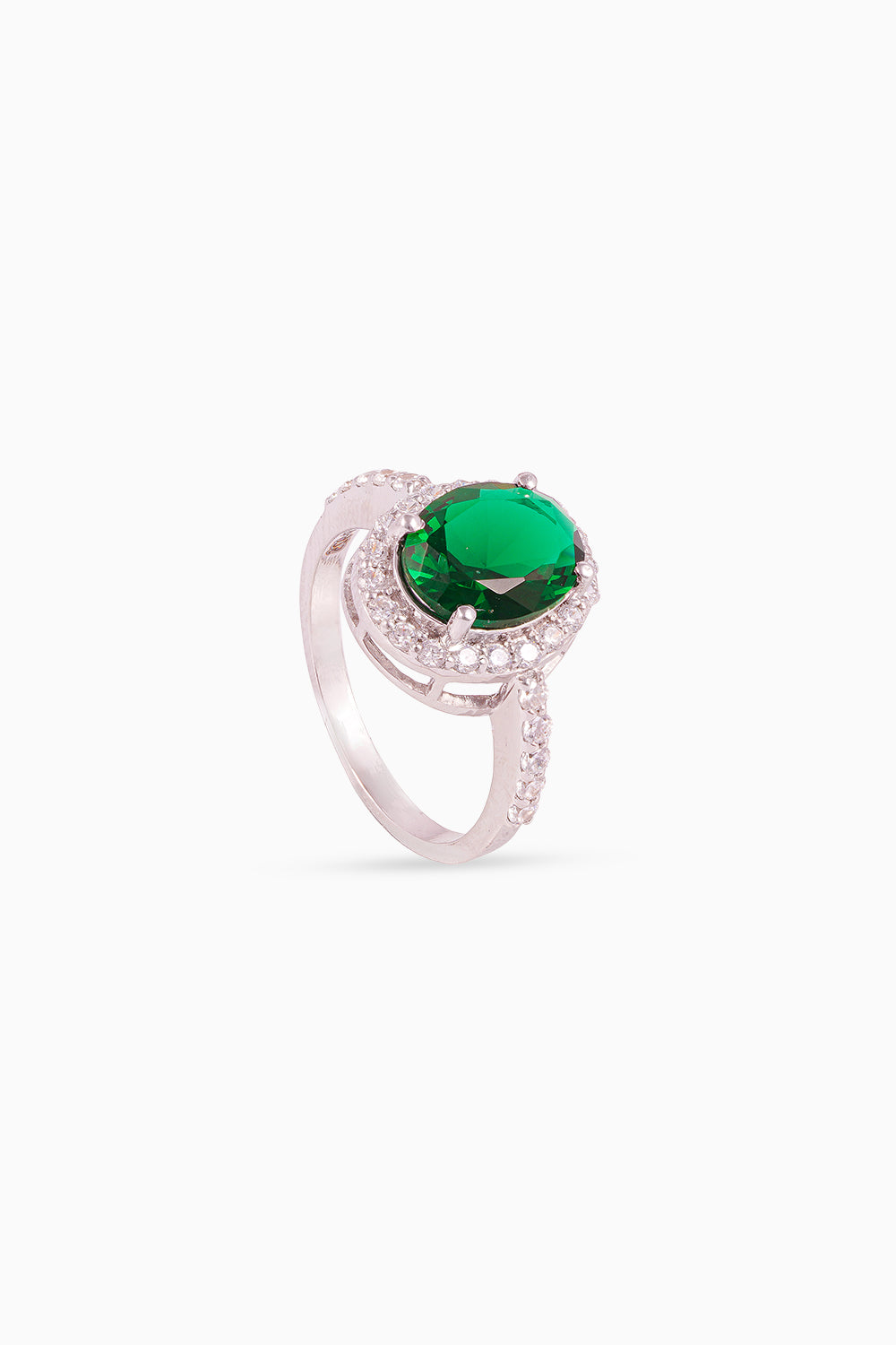 Green Ida Oval Halo Ring