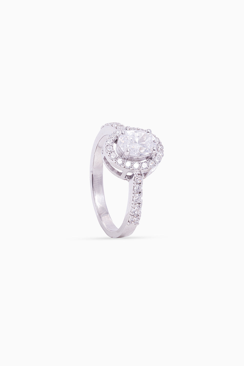 Oval Halo Solitaire Ring