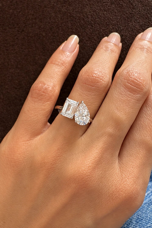Classic Emerald Pear Toi Et Moi Ring