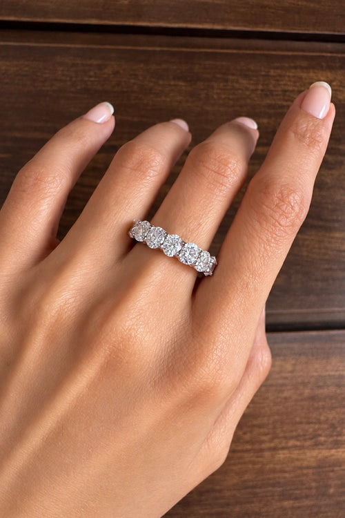 Oval Shape Half Eternity Band