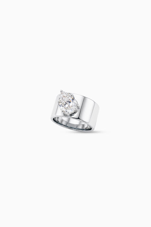 Silver Pear Solitaire Sculpted Ring