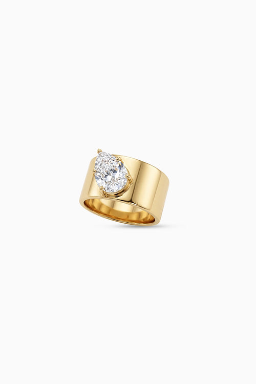 Pear Solitaire Sculpted Ring