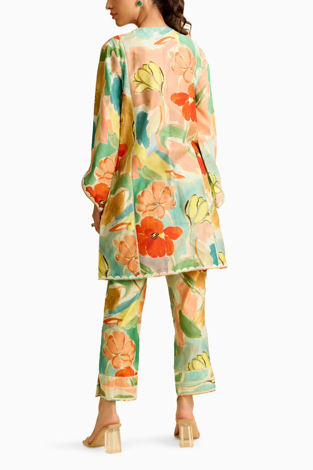 Floral Printed Chanderi Kurta with Pant