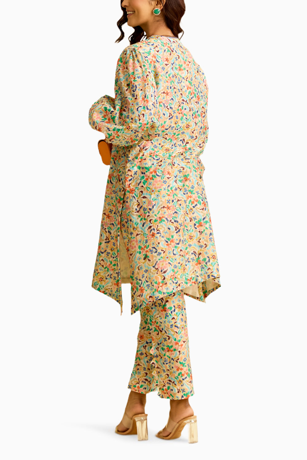 Ikkat Printed Chanderi Kurta Set