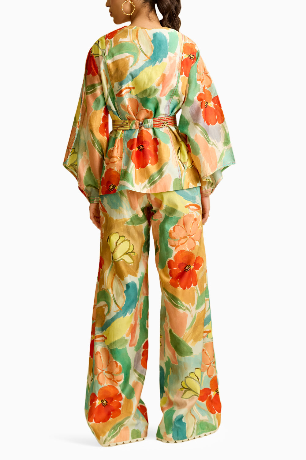 Floral Printed Shirt with Flared Pant