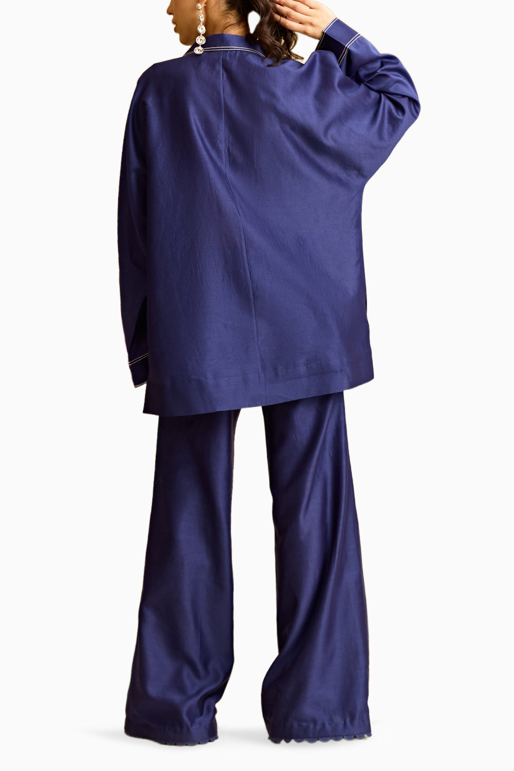 Blue Oversized Shirt with Flared Pant