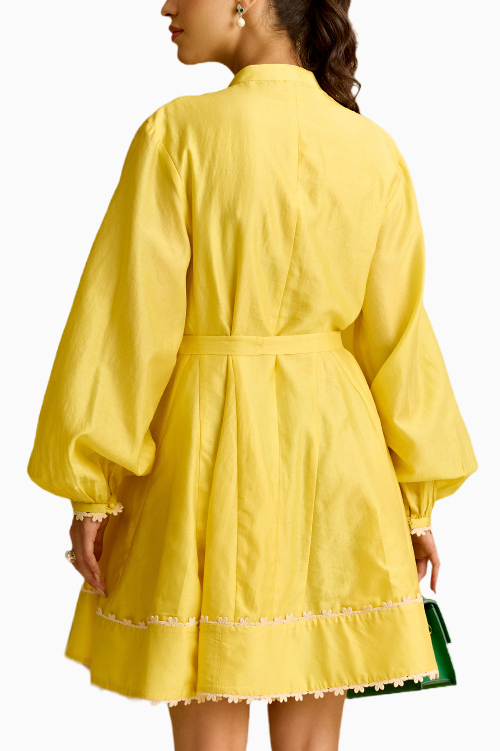 Yellow Chanderi Short Dress