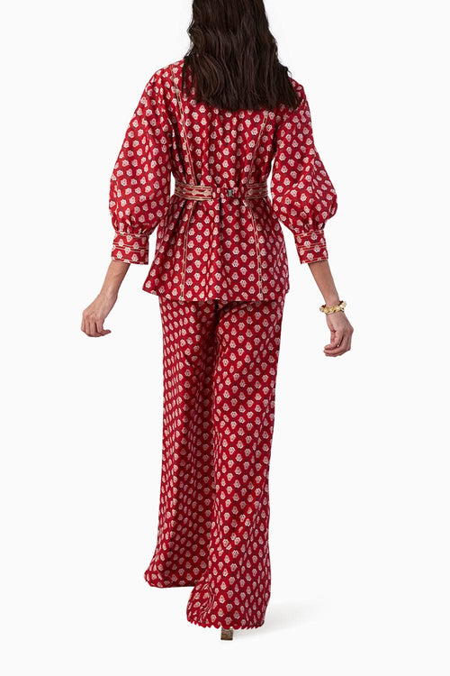 Fioralba Red Boota Print Pants Set