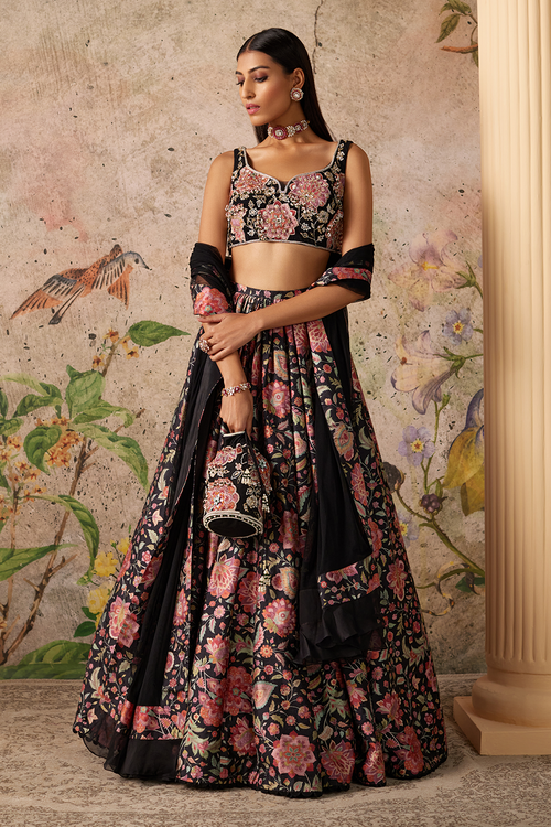 Demi Black Print Lehenga Set