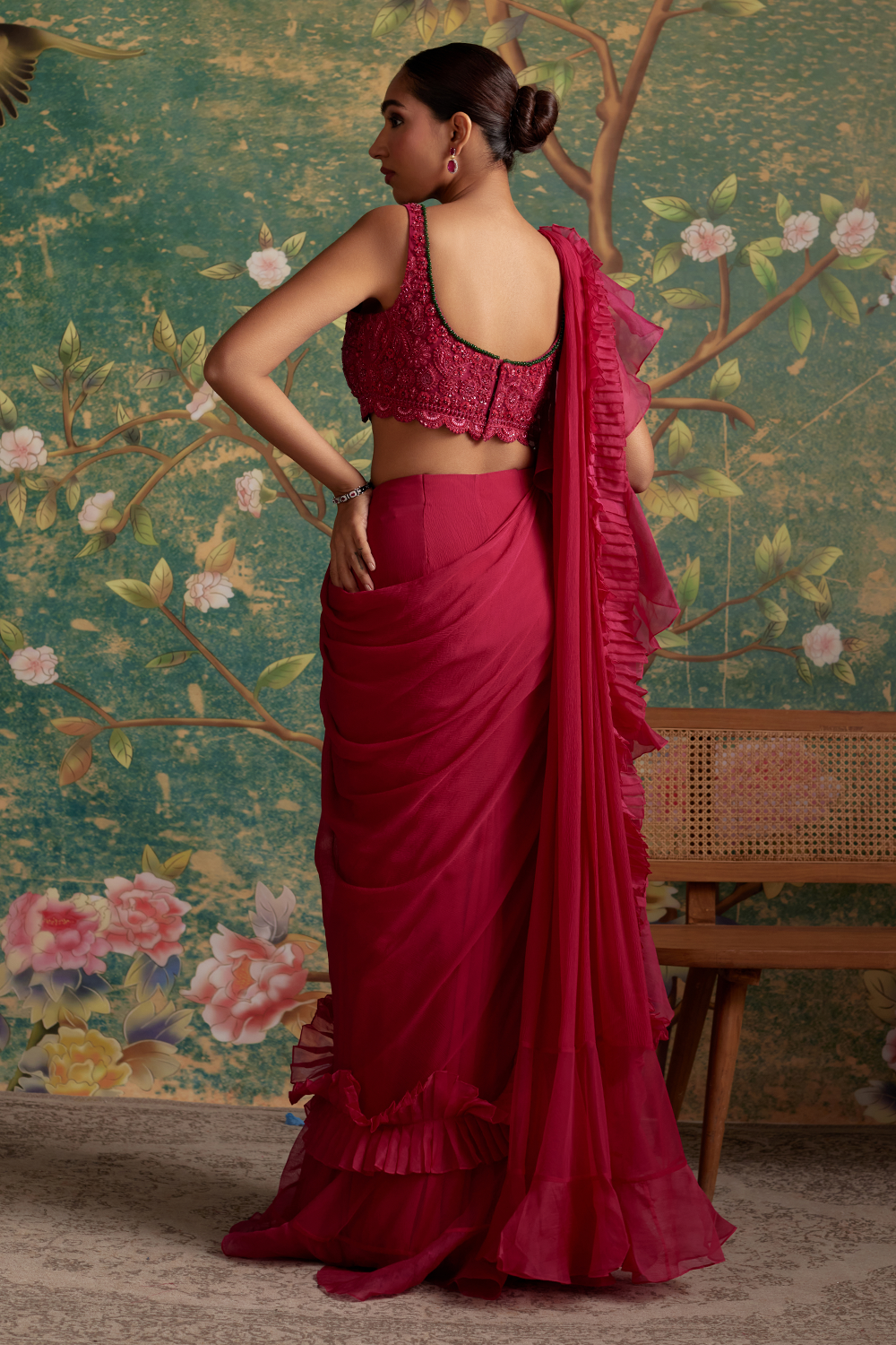 Allure Deep Fuschia Saree Set