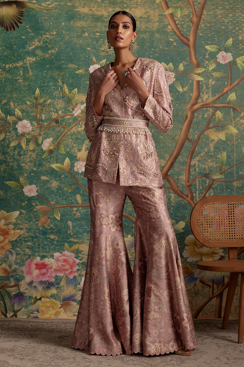 Icon Dusky Pink Print Jacket Set