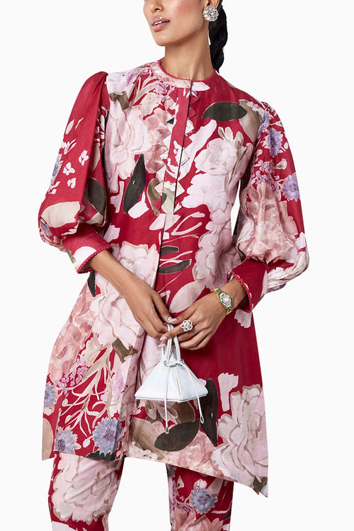 Lita Red Multicolored Kurta Set