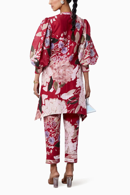 Lita Red Multicolored Kurta Set