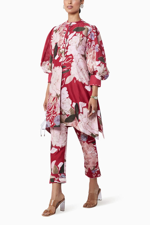 Lita Red Multicolored Kurta Set