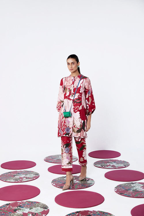 Mawar Red Multicolored Kurta Set