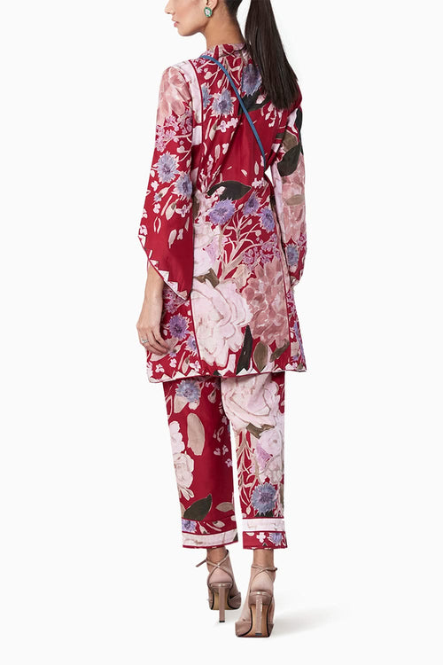 Mawar Red Multicolored Kurta Set