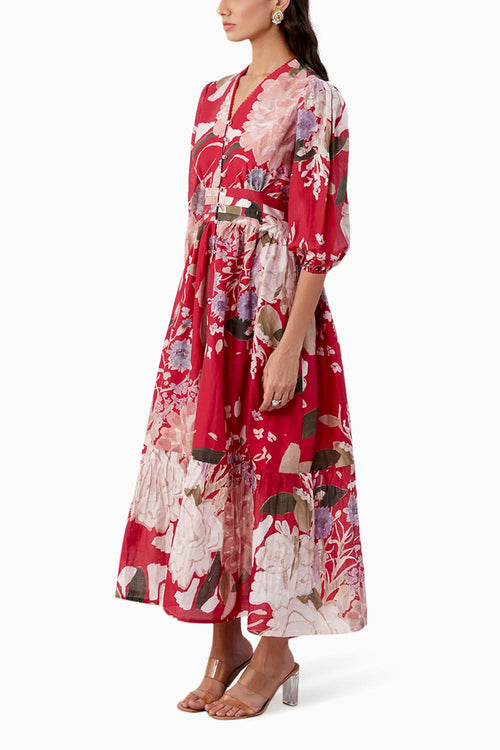 Raizel Red Multicolored Dress
