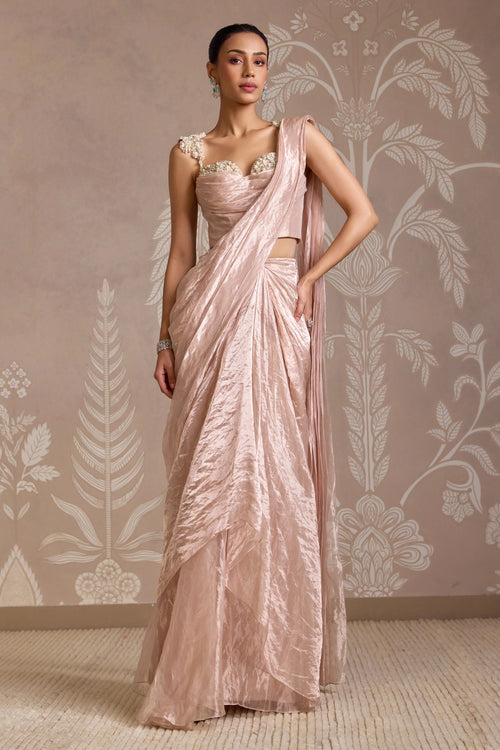 Rose Gold Corset Hem Sari Set