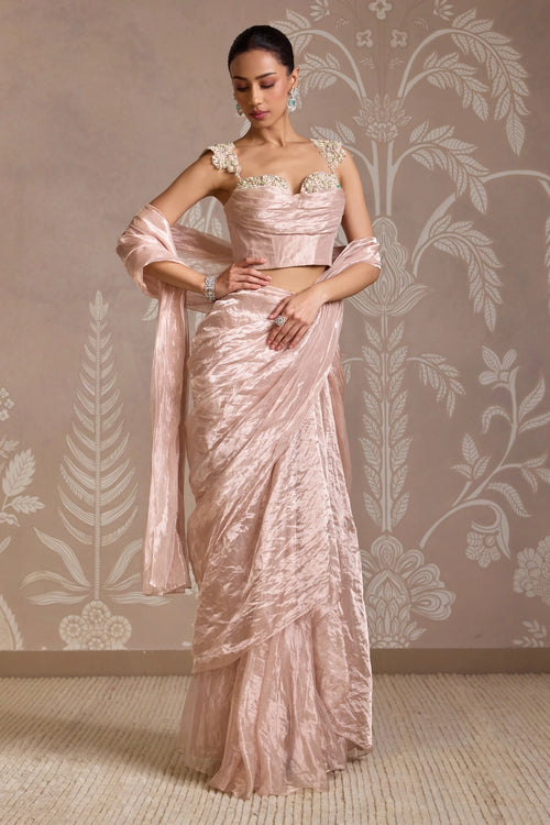 Rose Gold Corset Hem Sari Set