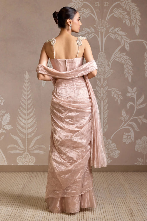 Rose Gold Corset Hem Sari Set