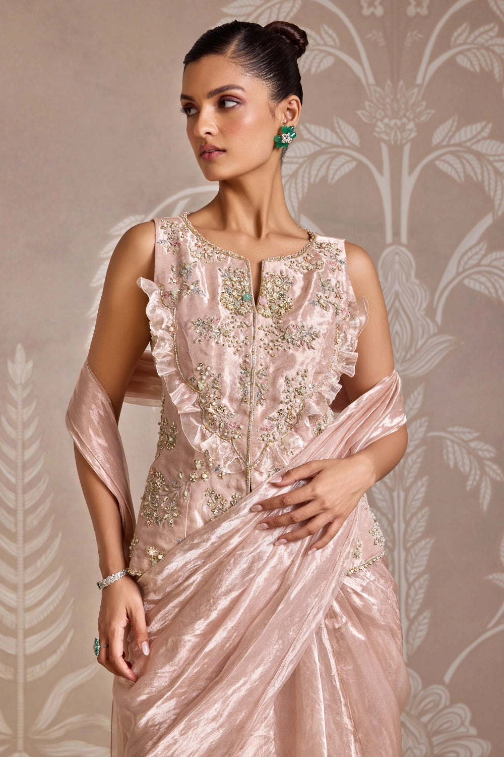 Elysian Rose Gold Strand Sari Set