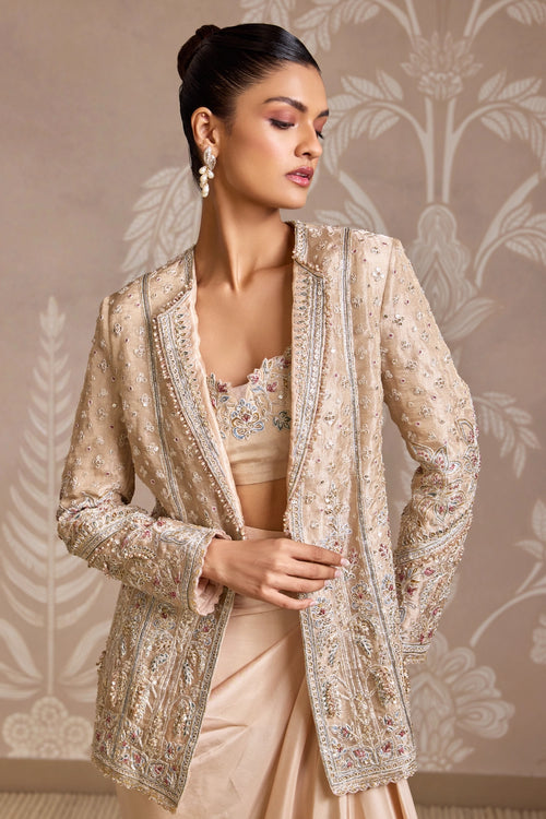 Loop Gunmetal Tissue Jacket & Silk Skirt Set