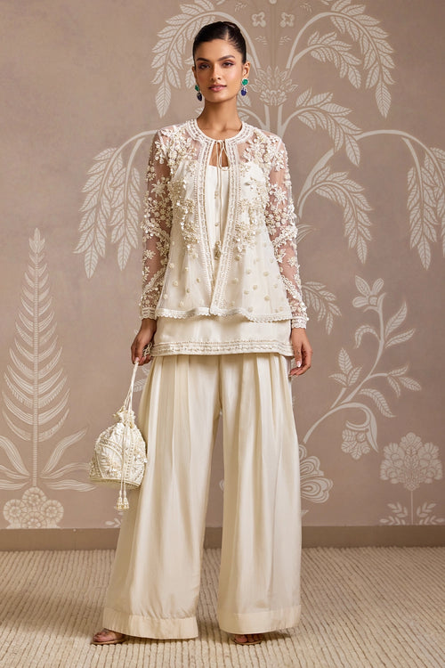 Bind Ivory Embroidered Kurta Set