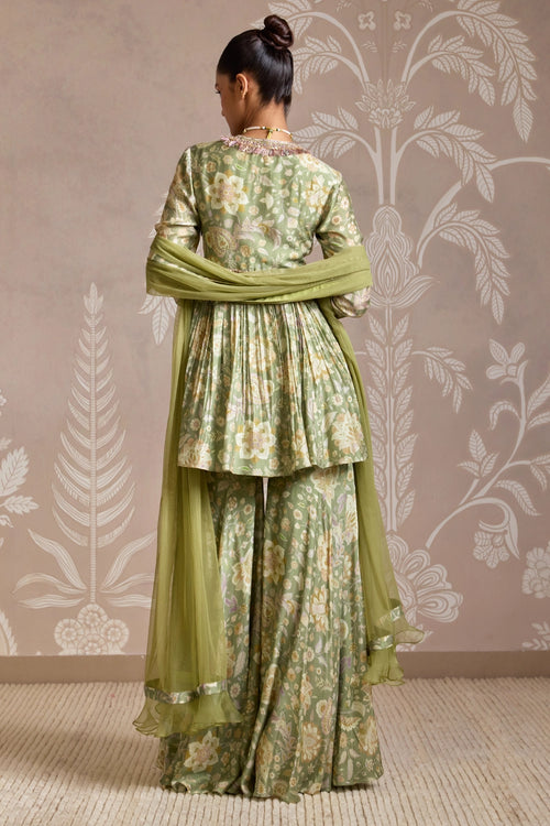 Fray Mint Print Couture Garara Set