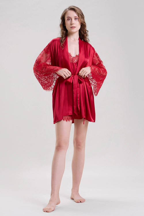 Red Robe with Lace Sleeves