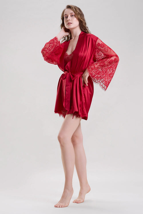 Red Robe with Lace Sleeves