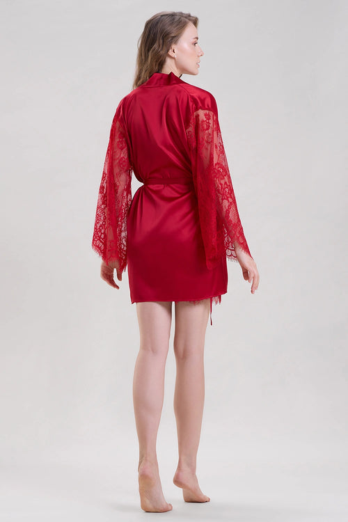 Red Robe with Lace Sleeves