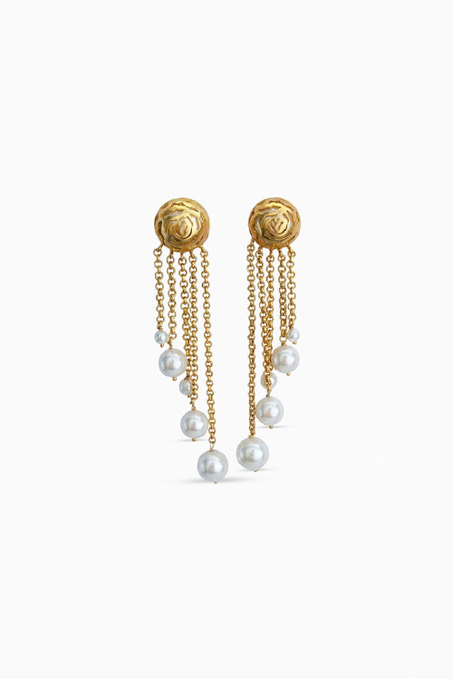 Pearl Rosette Danglers